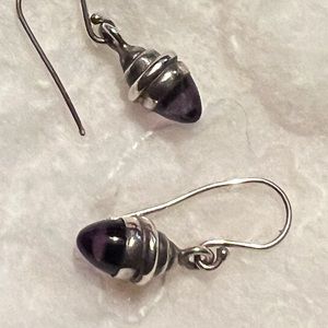 Sterling Silver Purple Amethyst “bullet” earrings Custom Made
